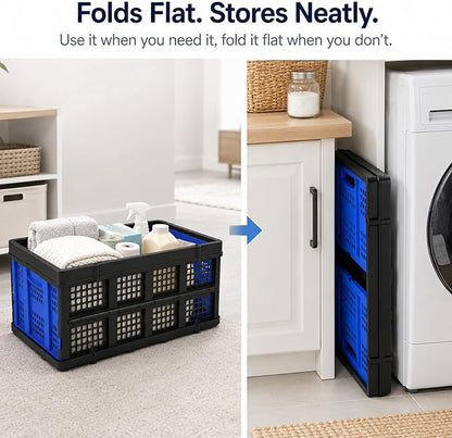 Collapsible Storage Crates 2 Pack, Heavy Duty Foldable Plastic Storage Bins - Image 2