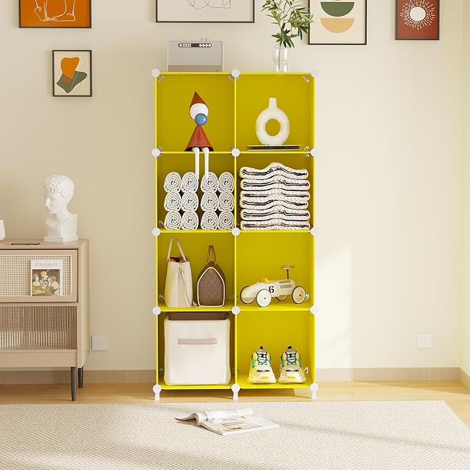 AWTATOS Cube Storage Organizer, 8 Cube Closet Organizers Stackable, DIY Plastic - Image 4