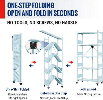WORKPRO 5-Tier Folding Shelf, No-Assembly Metal Storage Rack - Image 5