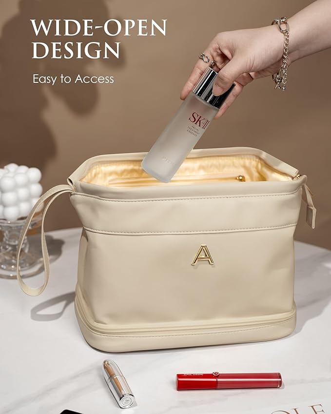 Stocking Stuffers for Women Gifts, Initial Large Makeup Bag, Travel Essentials - Image 3