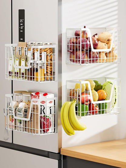 4 Pack Magnetic Shelves For Fridge, Veggie Onion Potato Wire Storage Basket for by YIWANFW