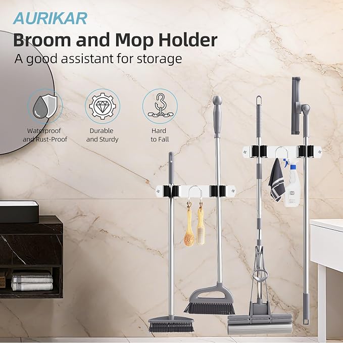 Broom Holder Wall Mount, Broom Hanger - Image 3