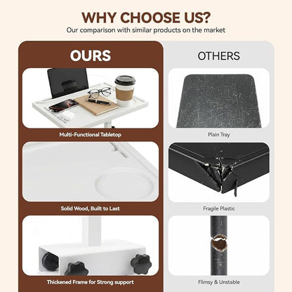 Bedside Shelf Rotating Foldable Tray:Height-Adjustable Clip On Bed Side Tray - Image 7