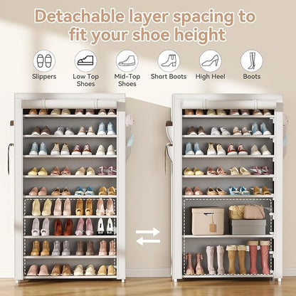 LANTEFUL Shoe Rack with Covers 10 Tier Tall Shoe Rack Organizer Large Capacity - Image 6