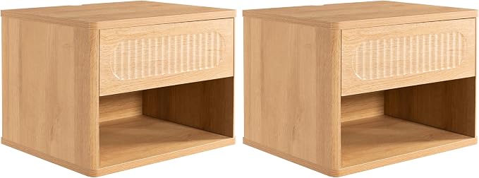 Floating Nightstands with Drawer Set of 2, Modern Wall Mounted Bedside Tables - Image 7