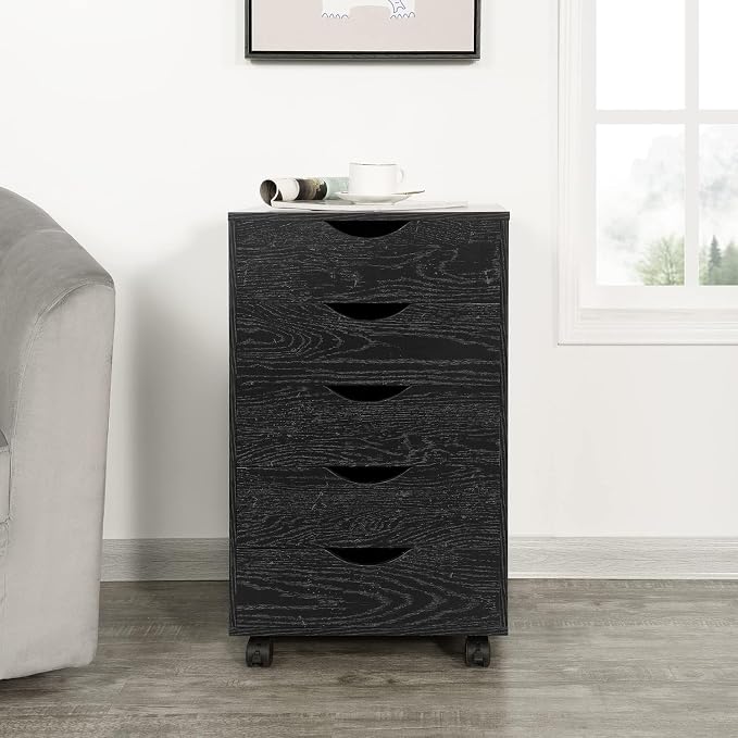 Naomi Home 5-Drawer Mobile Storage Cart Under Desk - Image 8
