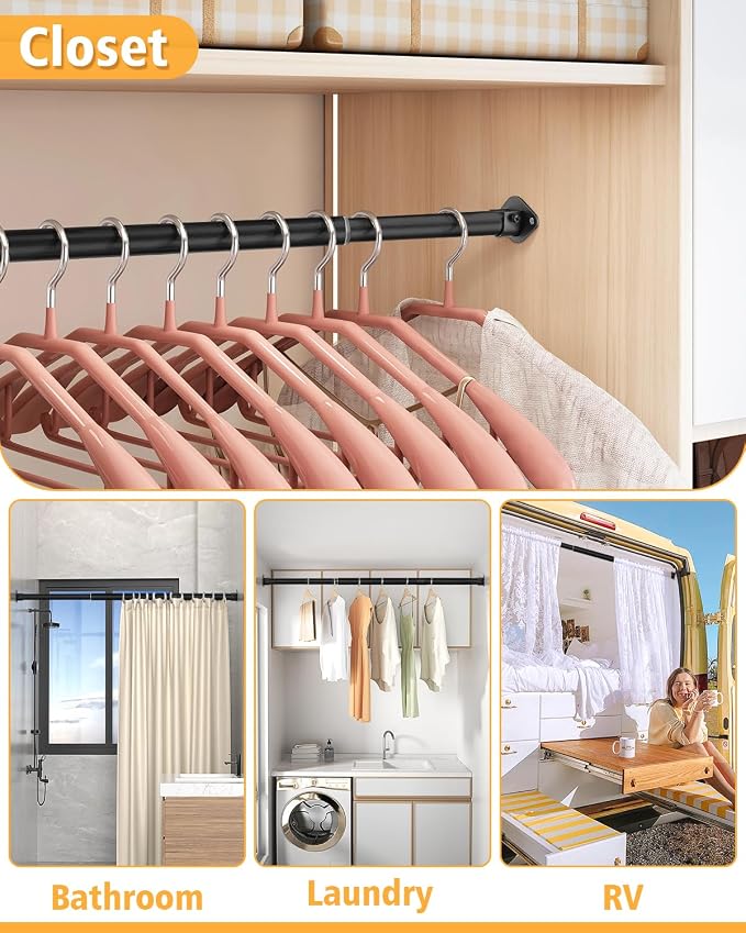 Closet Rod, 17 to 28 Inch Heavy Duty Adjustable Metal Clothing Rack - Image 6