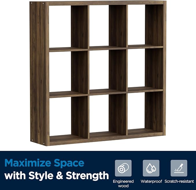 9-Cube Storage Organizer, Wooden Cube Shelf Bookcase - Image 8