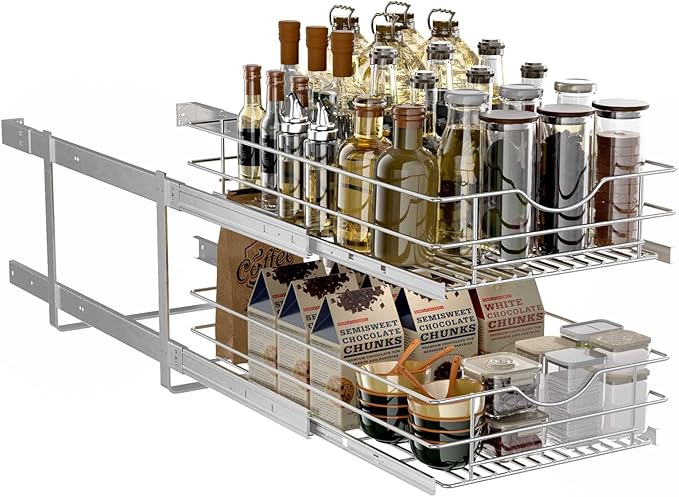 2 Tier Pull Out Cabinet Organizer, Soft Close Slide Out Drawer - Image 7