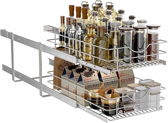 2 Tier Pull Out Cabinet Organizer, Soft Close Slide Out Drawer - Image 7