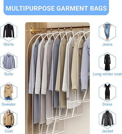 Garment Bags for Hanging Clothes 24'' x 60'' Coat Covers for Closet Foldable - Image 5