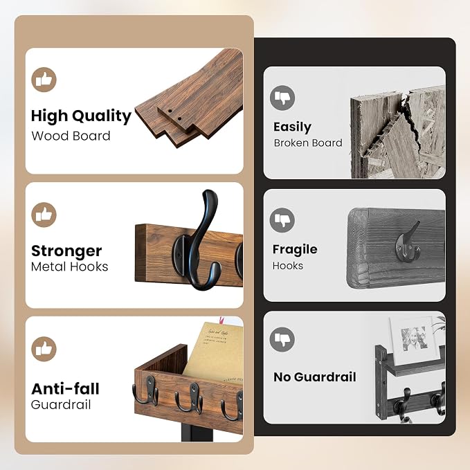 29'' Rustic Coat Rack Wall Mount - Image 8
