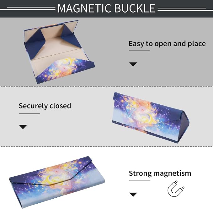 Foldable Glasses Case, Magnetic PU Leahter Sunglasses Case, Cute Hard Shell - Image 3