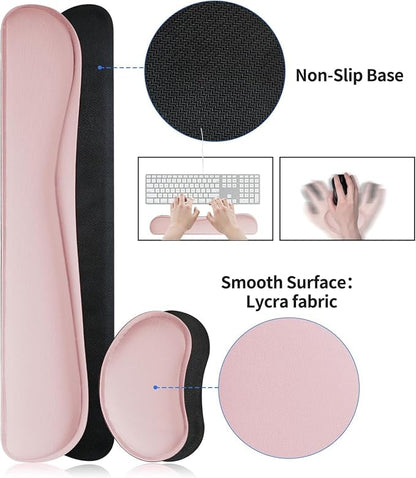 Bloss Pink Desk Mat and Keyboard Wrist Rest, Non-Slip Large Mouse Pad + - Image 4