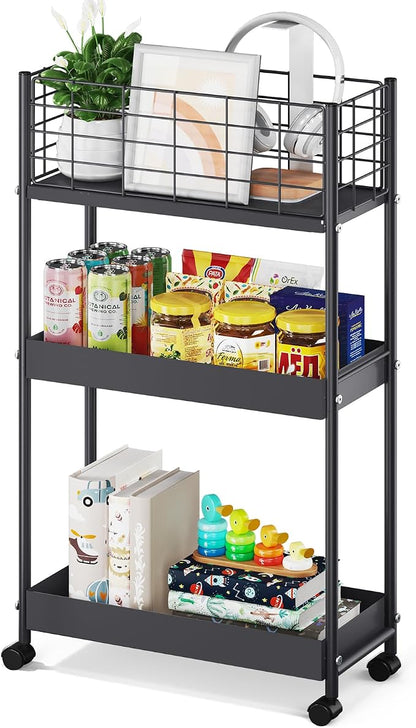 KINGRACK Slim Rolling Storage Cart 3 Tier by KINGRACK