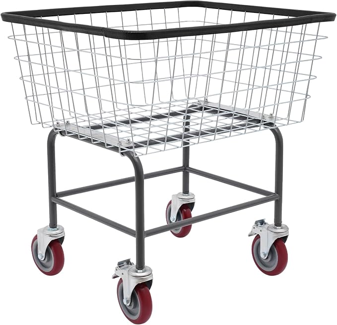 Steel Wire Laundry Cart, Wire Laundry Basket Cart by Unknown