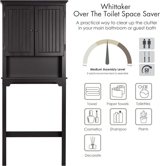 UTEX Above Toilet Storage Cabinet, Bathroom Organizer - Image 6