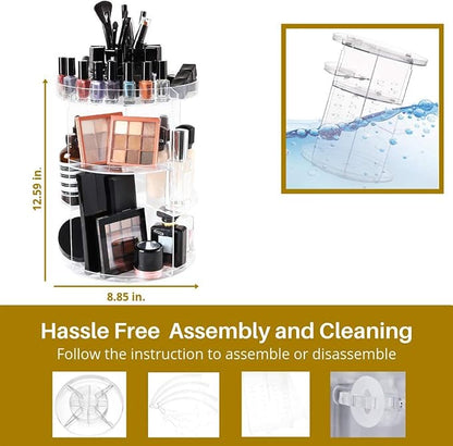 SUNFICON Rotating Makeup Organizer 360 Rotation Cosmetic Storage Holder Crystal - Image 9
