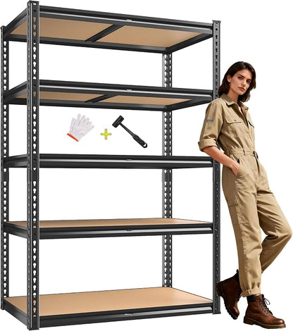 72" H Garage Shelving, 5 Tier Garage Storage Shelves Adjustable 2200LBS by RoomFave-organizeyourjoy