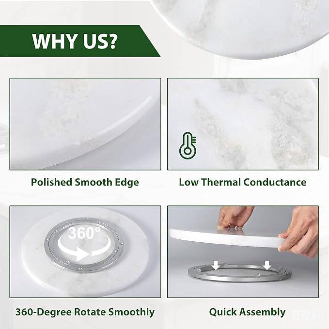 Marble Lazy Susan, 16 in Lazy Susan Turntable Organizer - Image 2