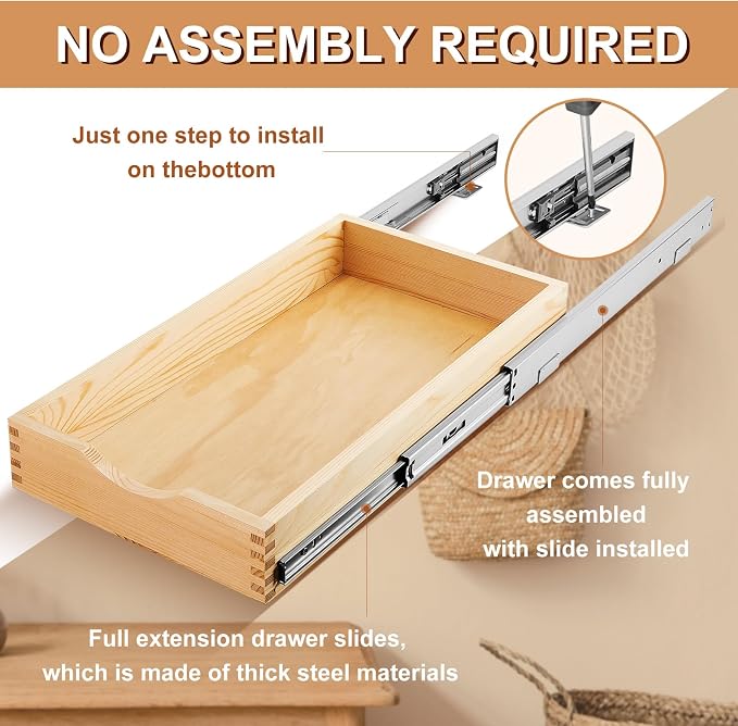 Menkxi 2 Set Pull out Tray Cabinet Organizer Wooden Pull Drawers storage Slide - Image 3