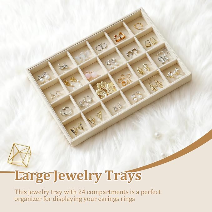 Large Jewelry Organizer for Drawer Insert Velvet Stackable Jewelry Trays for - Image 2