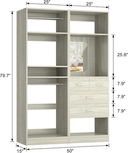 Unikito 50” Closet System with 4 Drawers, 4.2FT Wood Closet Organizer with - Image 7