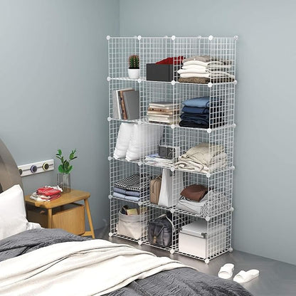 C&AHOME Wire Cube Storage, 16-Cube Organizer Metal Grids Storage, Storage Bins - Image 2