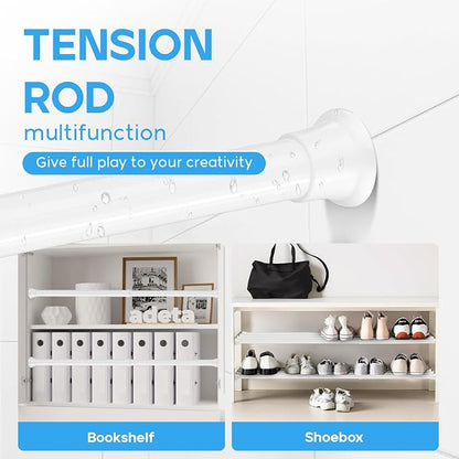 2pack Spring Tension Curtain Rods 18-36 Inch Adjustable White Tension Rod | - Image 2