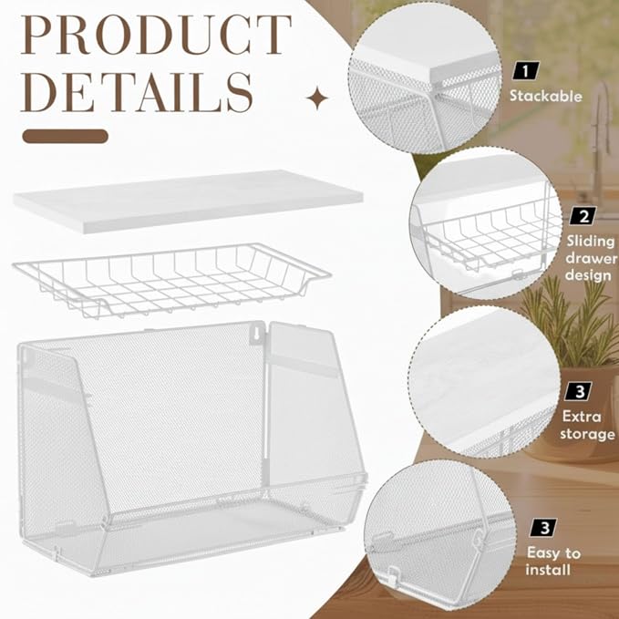 Teenyyou 2 Pcs Stackable Mesh Fruit Basket - Image 3
