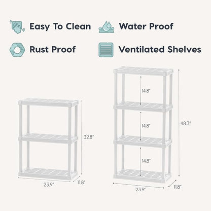IRIS USA 3-Shelf Light Duty Plastic Storage Shelves, 150lb Capacity, Medium - Image 2