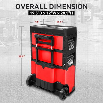 Auto Dynasty Stackable Tool Box 3-Tier Tool Separate Organizer Rolling Tool - Image 7