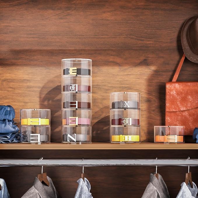 NIUBEE Belt Organizer, Acrylic 8 Layers Belt Case Storage Holder and Display - Image 4