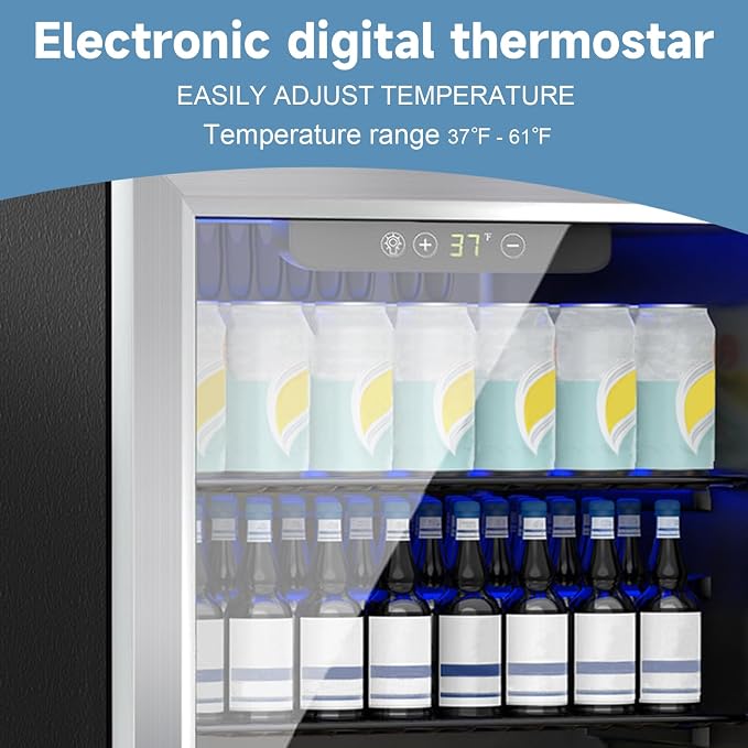 Beverage Refrigerator Cooler, 70 Can Mini Fridge Glass Door - Image 4