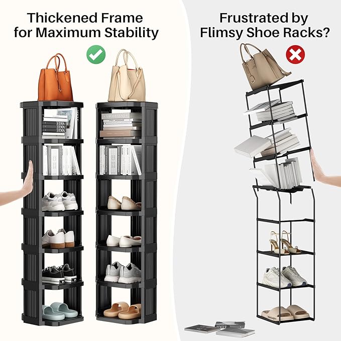Kitstorack 8-Tier Vertical Plastic Shoe Rack, Freestanding Stackable Storage - Image 5