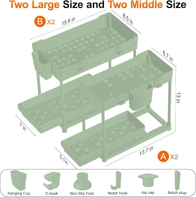 Sevenblue 4-Pack 2-Tier Under Sink Organizer - Image 6