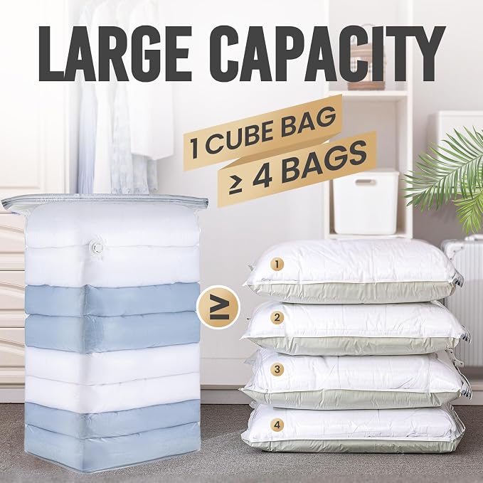 TAILI 8 Pack Vacuum Storage Bags, Jumbo Cube, Extra Large Vacuum Seal Bags - Image 3