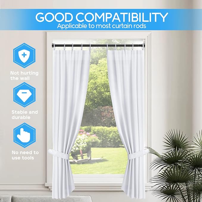 Tension Curtain Rod Black Tension Rod 2pcs Spring Curtain Rod Non Slip Tension - Image 3
