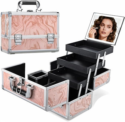 Travel Makeup Case with LED Lighted Mirror by Faquenc