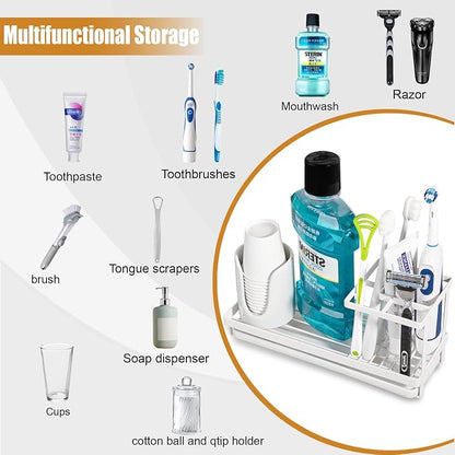 Toothbrush Holders Toothpaste Organizer Bathroom Accessories, 4 Slots, - Image 5