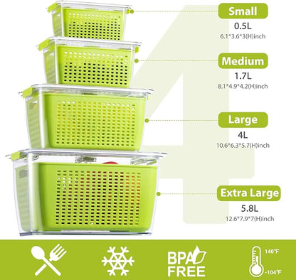 LUXEAR Fruit Vegetable Storage Container, 4 Pack Fresh Containers - Image 2