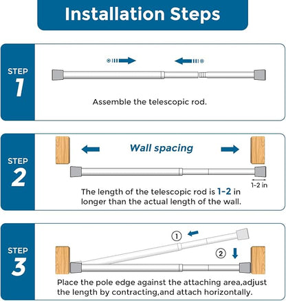 AIZESI 1-Pack Spring Tension Curtain Rod & 2 Holders, 26-39 Inch, no drilling - Image 9