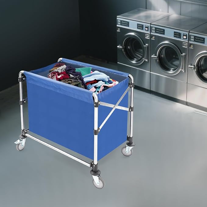 Commercial Laundry Cart with Wheels, Folding Laundry Hamper Cart, Heavy Duty - Image 9