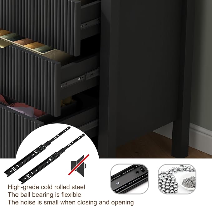 6 Drawer Dresser, Modern Wide Storage Chest of Drawers Organizer - Image 3