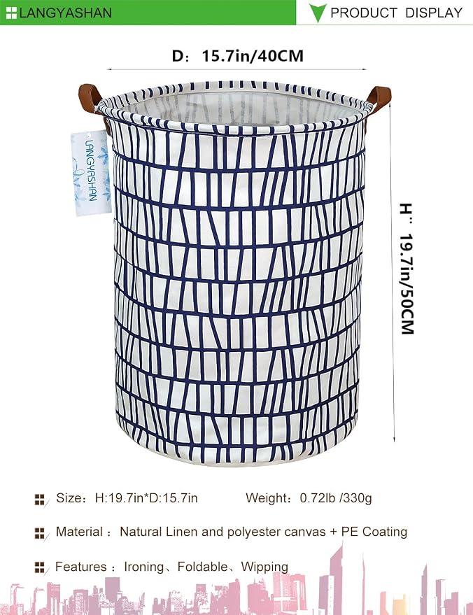 LANGYASHAN Laundry Basket Canvas Fabric Collapsible Organizer Basket - Image 2
