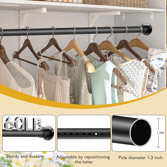 Closet Rod, 17 to 99In Adjustable Heavy Duty Closet Rods - Image 3