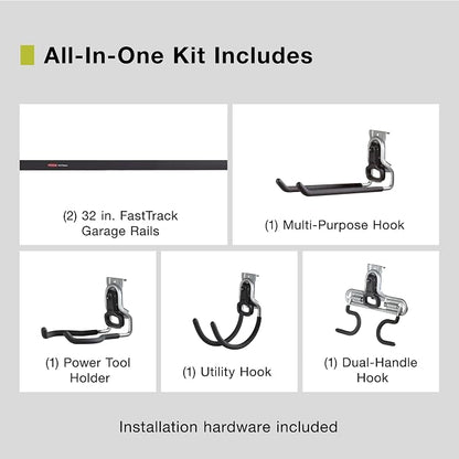 Rubbermaid FastTrack Garage Storage System Tool Hanging Kit, Wall Mount Holder - Image 2