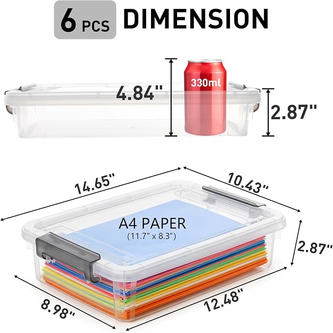 Citylife 6 PCS Clear Plastic Container Clip Box - Image 2