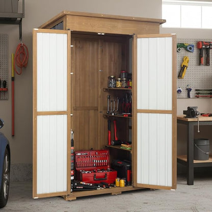 Ketive Outdoor Storage Cabinet, Large Wood & Metal Garden Shed - Image 7