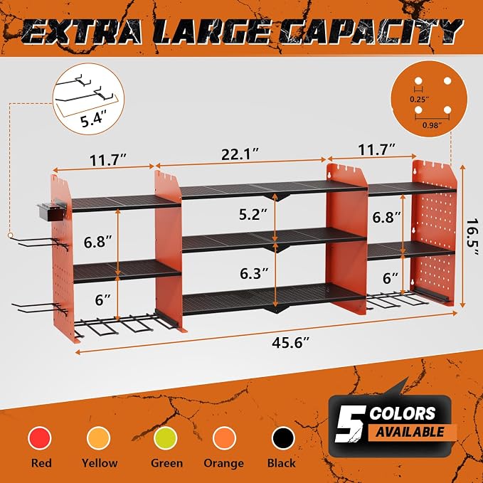 Power Tool Organizer Wall Mount, Expanded Width Garage Storage 3 Layer Heavy - Image 2
